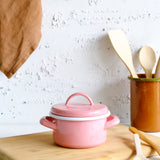 Emaye Mini Tencere 12 cm Pembe