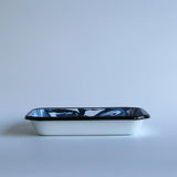 Emaye Lacivert Mermer Desen Meze Tabağı V2