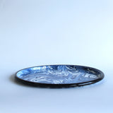 Emaye Lacivert Mermer Desen Pizza Tepsi 28cm