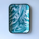 Emaye Turkuaz Mermer Desen Tepsi V3