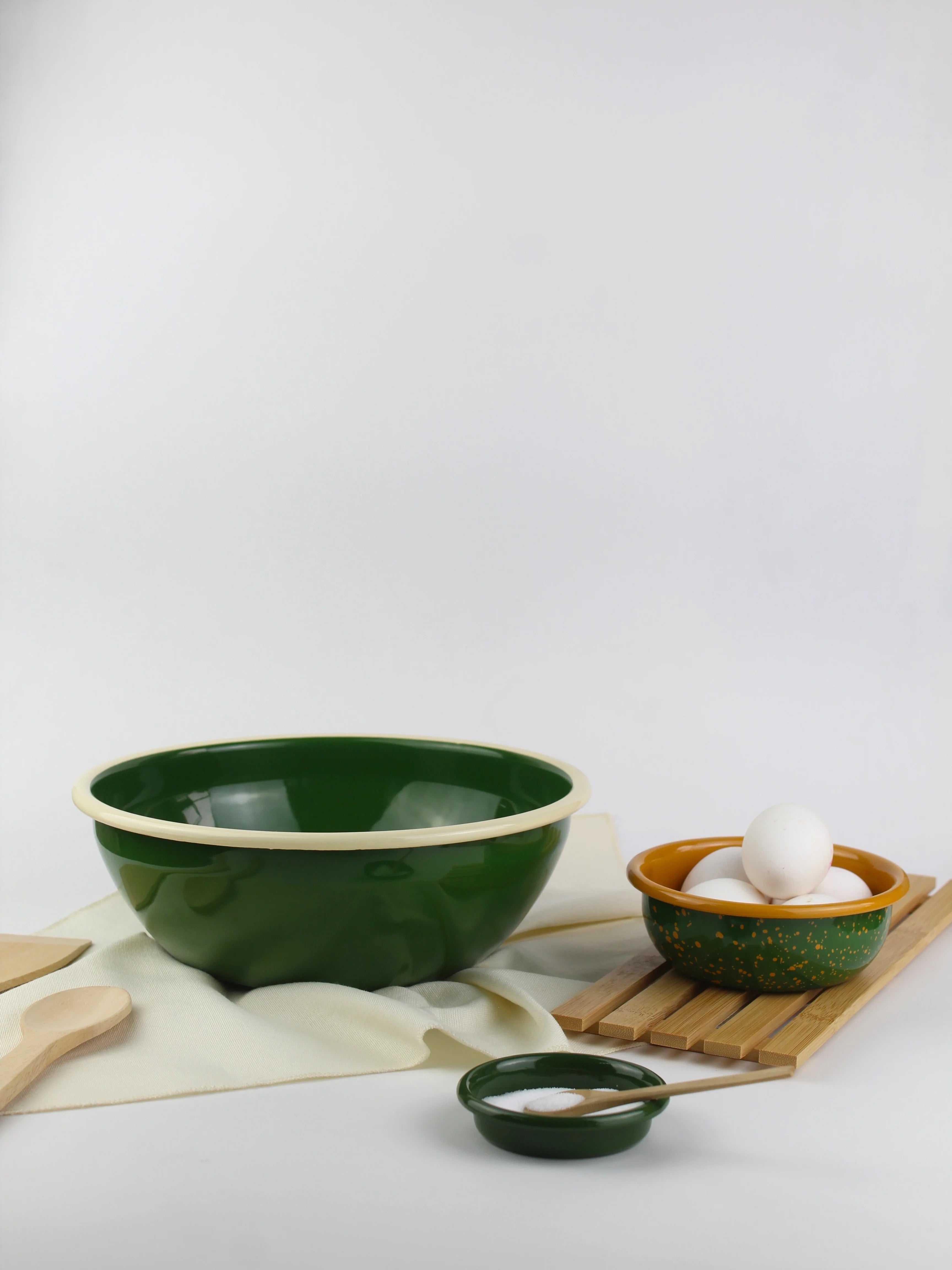 Emaye Kase 26cm - Yeşil