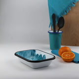 Emaye Turkuaz Mermer Desen Meze V1