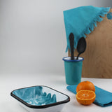 Emaye Turkuaz Mermer Desen Meze V1