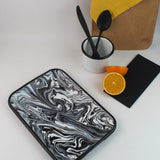 Emaye Siyah Mermer Desen Tepsi V3