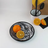 Emaye Siyah Mermer Desen Tabak 21cm