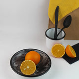 Emaye Siyah Mermer Desen Tabak 17cm