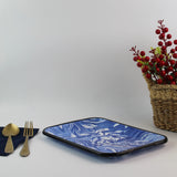 Emaye Lacivert Mermer Desen Tepsi V3