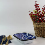 Emaye Lacivert Mermer Desen Meze Tabağı V1