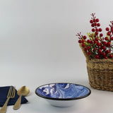 Emaye Lacivert Mermer Desen Tabak 17cm