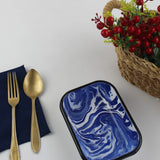 Emaye Lacivert Mermer Desen Meze Tabağı V1