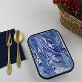 Emaye Lacivert Mermer Desen Meze Tabağı V2