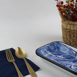 Emaye Lacivert Mermer Desen Meze Tabağı V2