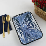 Emaye Lacivert Mermer Desen Meze Tabağı V3