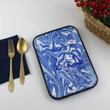 Emaye Lacivert Mermer Desen Tepsi V3