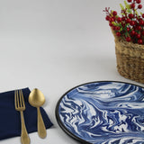 Emaye Lacivert Mermer Desen Pizza Tepsi 28cm