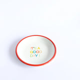 Emaye Tabak 18cm It's a Good Day Desen - Kırmızı