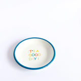 Emaye Tabak 18cm It's a Good Day Desen - Petrol