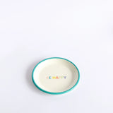 Emaye Tabak 16cm Be Happy Desen - Turkuaz