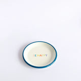 Emaye Tabak 16cm Be Happy Desen - Petrol