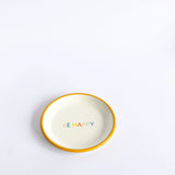 Emaye Tabak 16cm Be Happy Desen - Altınsarı