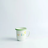 Emaye Küçük Tombul Bardak Smile Desen - Mint