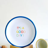 Emaye Tabak 18cm It's a Good Day Desen - Petrol