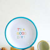 Emaye Tabak 18cm It's a Good Day Desen - Turkuaz