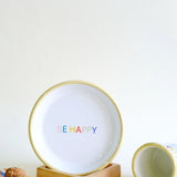 Emaye Tabak 16cm Be Happy Desen - Sarı