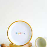 Emaye Tabak 16cm Be Happy Desen - Altınsarı