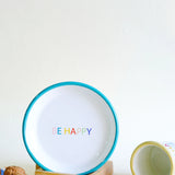 Emaye Tabak 16cm Be Happy Desen - Turkuaz