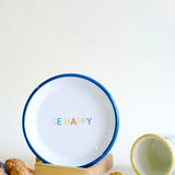 Emaye Tabak 16cm Be Happy Desen - Petrol