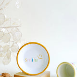 Emaye Tabak 12cm Smile Desen - Altın Sarı