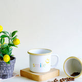 Emaye Büyük Kupa Smile Desen - Sarı