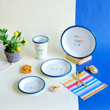 Emaye Tabak 18cm It's a Good Day Desen - Petrol