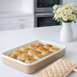 Emaye Dikdörtgen Fırın Tepsi - Bej