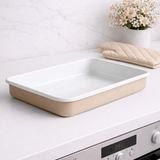 Emaye Dikdörtgen Fırın Tepsi - Bej