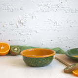 Emaye Kase 12cm - Yeşil & Altın Sarı
