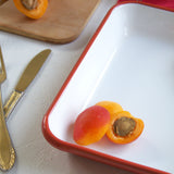 Emaye Meze Tabağı 26*18 cm - Beyaz & Somon