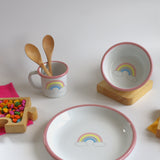 Emaye Üçlü Çocuk Set - Gökkuşağı Desen
