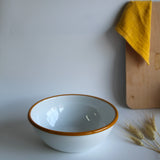 Emaye Kase 26cm - Altın Sarı & Beyaz