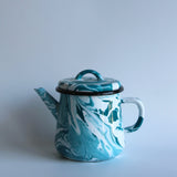 Emaye Turkuaz Mermer Desen Büyük Demlik 1100ml