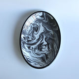 Emaye Siyah Mermer Desen Oval Tabak