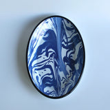 Emaye Lacivert Mermer Desen Oval Tabak