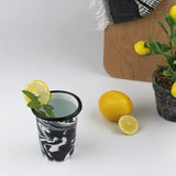 Emaye Siyah Mermer Desen Konik Bardak 350 ml