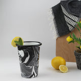 Emaye Siyah Mermer Desen Konik Bardak 450 ml