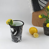 Emaye Siyah Mermer Desen Konik Bardak 450 ml