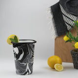 Emaye Siyah Mermer Desen Konik Bardak 450 ml