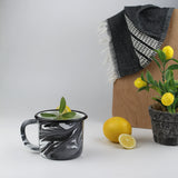 Emaye Siyah Mermer Desen Kupa 350 ml