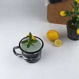 Emaye Siyah Mermer Desen Kupa 350 ml