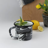 Emaye Siyah Mermer Desen Kupa 350 ml